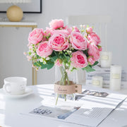 4 Packs 12 Inch Artificial Peony Bush Stems Bulk Silk Flower Bouquet