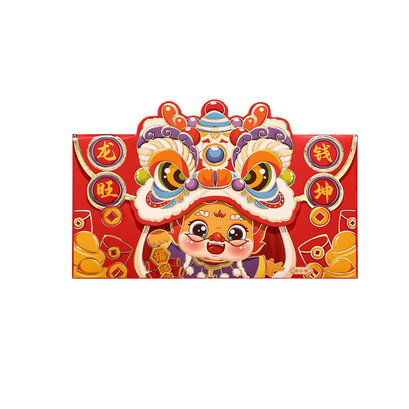 Bulk 12 Pcs Chinese New Year Red Envelopes Dragon Cartoon Lucky Money Packets for Kids Hong Bao Lunar Festival Gift Wholesale