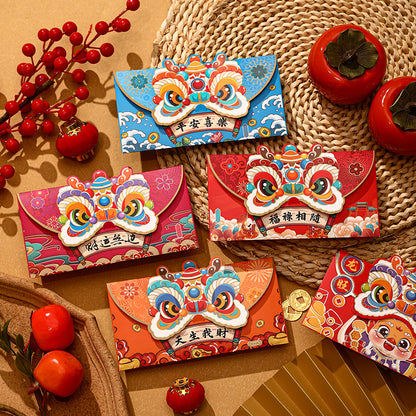 Bulk 12 Pcs Chinese New Year Red Envelopes Dragon Cartoon Lucky Money Packets for Kids Hong Bao Lunar Festival Gift Wholesale