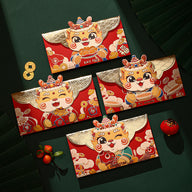 Bulk 12 Pcs Chinese New Year Red Envelopes Dragon Cartoon Lucky Money Packets for Kids Hong Bao Lunar Festival Gift Wholesale