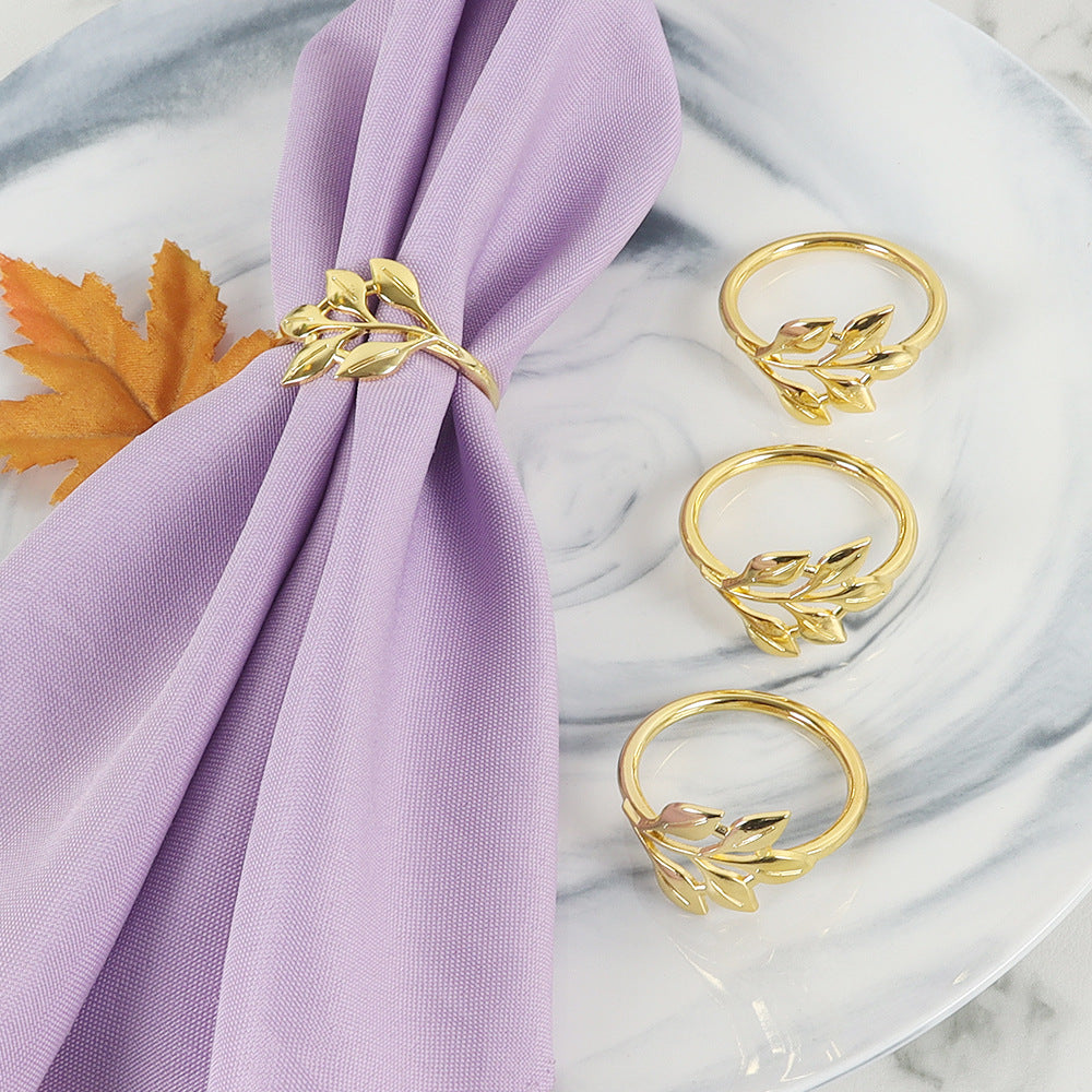 Bulk 12pcs Willow Leaf Napkin Rings for Vintage Wedding Thanksgiving Holidays Fall Dinner Decoration Wholesale