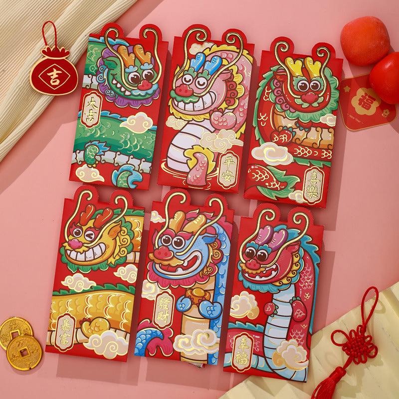 Bulk 12 Pcs Year of the Dragon Red Envelopes Creative Chinese New Year Red Packets Lucky Money for Spring Festival Weddings Birthdays Wholesale