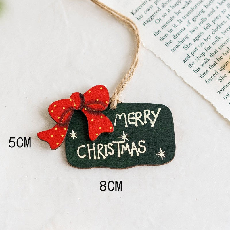 14 PCS Wooden Christmas Tree Hanging Ornaments with String, Bulk Holiday Party Decor