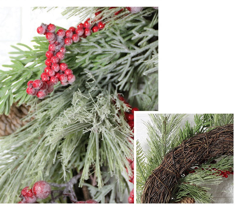 17 Inch Christmas Wreath with Red Cardinal Ornaments, Farmhouse Style, Indoor Outdoor Front Door Wall Hanging, Bulk Pack