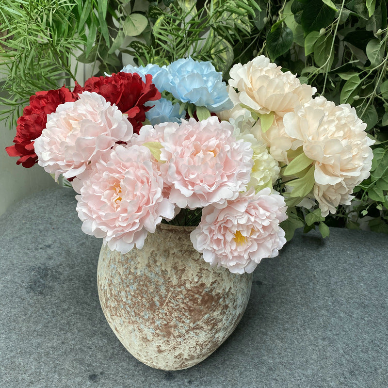 18 Inch Artificial Silk Peony Bush, 1 Pc, Bulk Wholesale, Realistic Peony Flower Stem