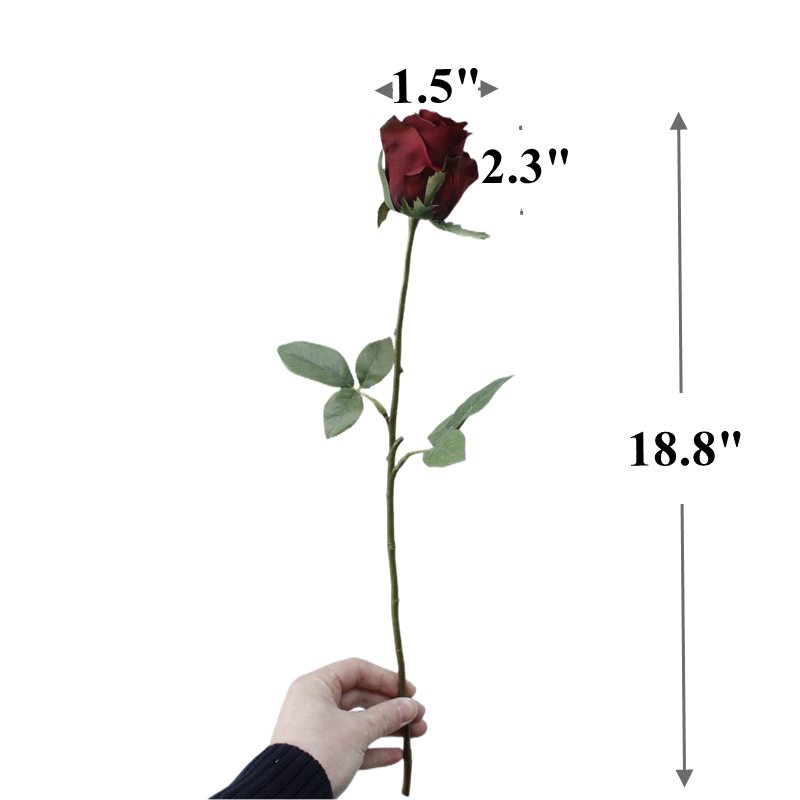 18 Inch Silk Artificial Rose Bud Stems, 10 Pcs Bulk Wholesale
