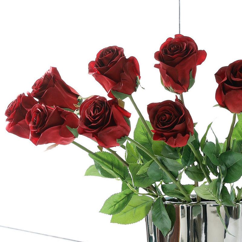 18 Inch Silk Artificial Rose Bud Stems, 10 Pcs Bulk Wholesale