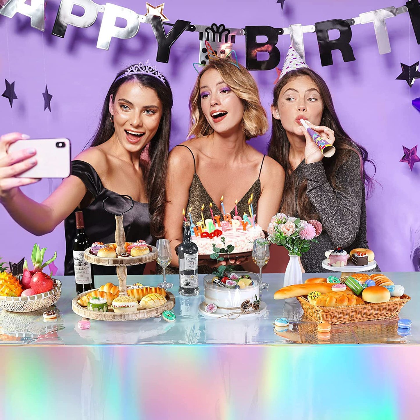 Bulk 1 Pc Holographic Iridescent Plastic Tablecloth Laser Foil Disposable Table Cover for Wedding Disco Birthday Holiday Mermaid Party Decor Wholesale