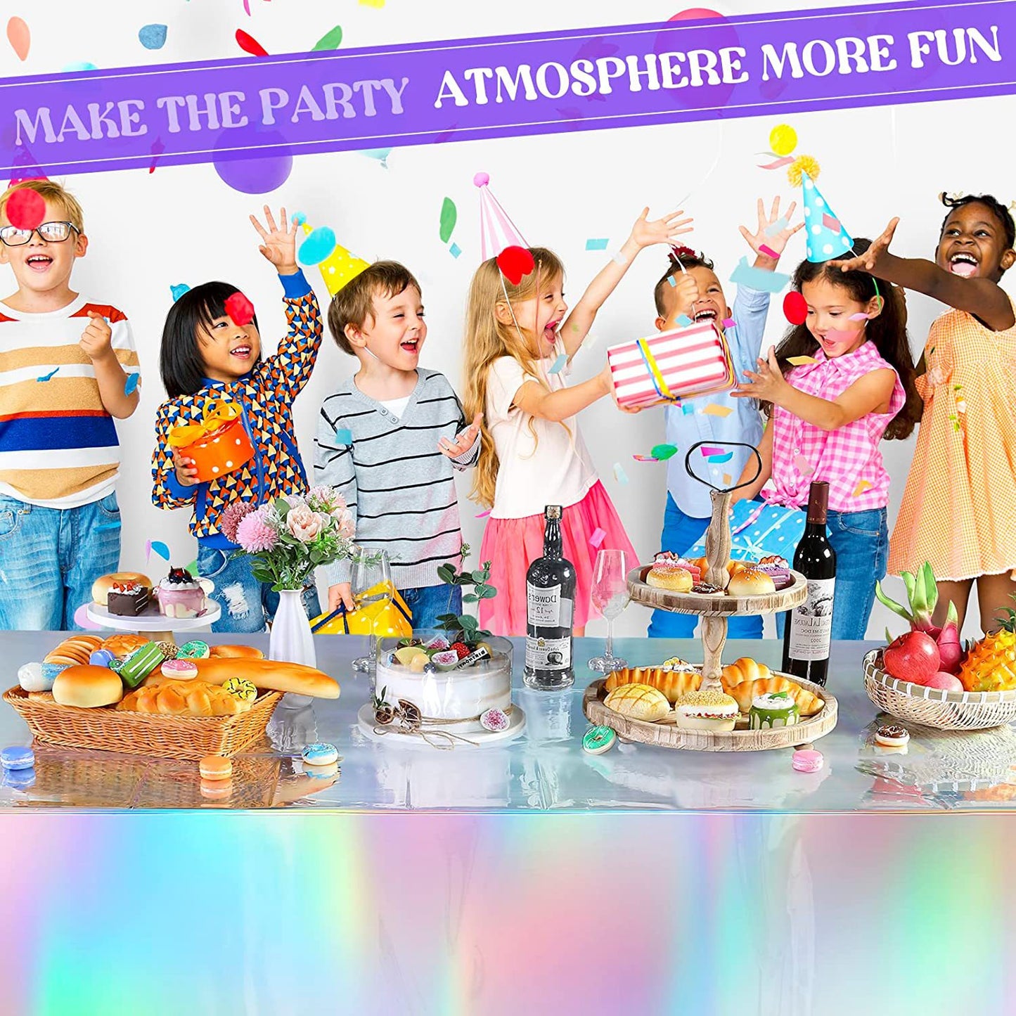 Bulk 1 Pc Holographic Iridescent Plastic Tablecloth Laser Foil Disposable Table Cover for Wedding Disco Birthday Holiday Mermaid Party Decor Wholesale