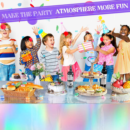 Bulk 1 Pc Holographic Iridescent Plastic Tablecloth Laser Foil Disposable Table Cover for Wedding Disco Birthday Holiday Mermaid Party Decor Wholesale