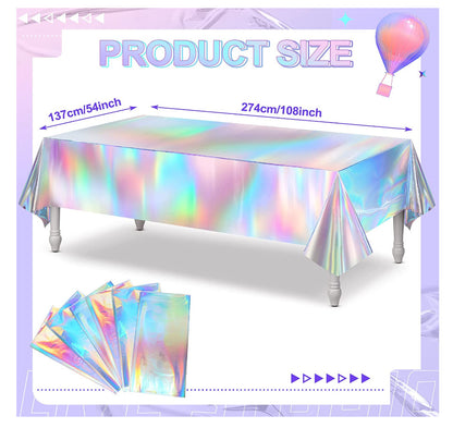 Bulk 1 Pc Holographic Iridescent Plastic Tablecloth Laser Foil Disposable Table Cover for Wedding Disco Birthday Holiday Mermaid Party Decor Wholesale