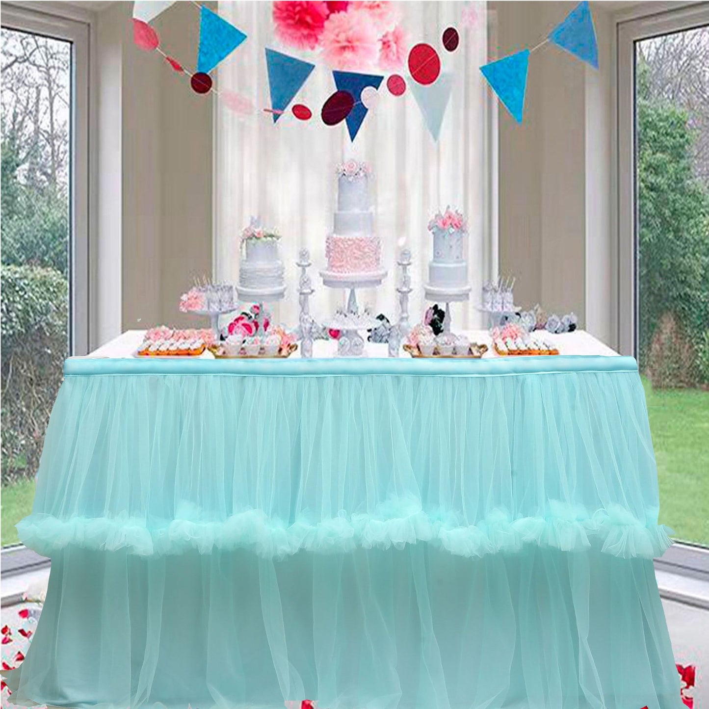 Bulk 1pc Tulle Table Skirt Tutu Table Skirts Princess Girl's Birthday Party Wedding Baby Shower Cake Dessert Table Decoration Wholesale