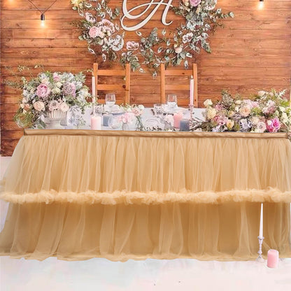 Bulk 1pc Tulle Table Skirt Tutu Table Skirts Princess Girl's Birthday Party Wedding Baby Shower Cake Dessert Table Decoration Wholesale