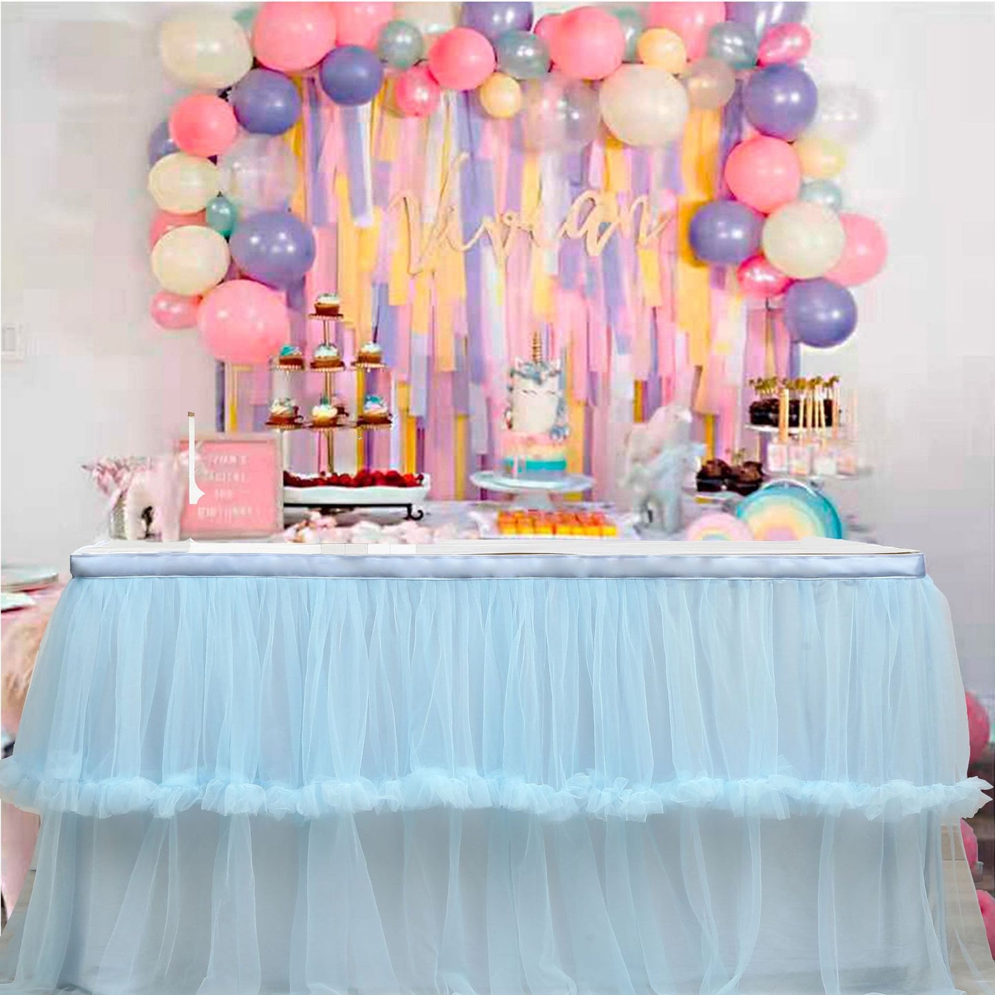 Bulk 1pc Tulle Table Skirt Tutu Table Skirts Princess Girl's Birthday Party Wedding Baby Shower Cake Dessert Table Decoration Wholesale