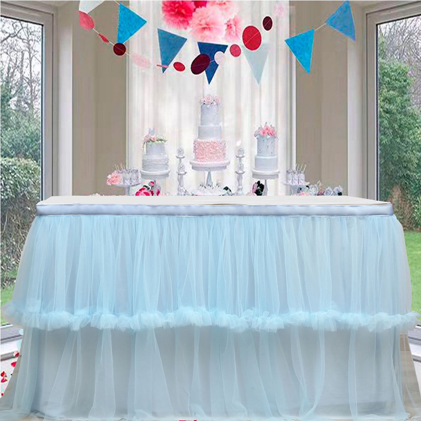 Bulk 1pc Tulle Table Skirt Tutu Table Skirts Princess Girl's Birthday Party Wedding Baby Shower Cake Dessert Table Decoration Wholesale