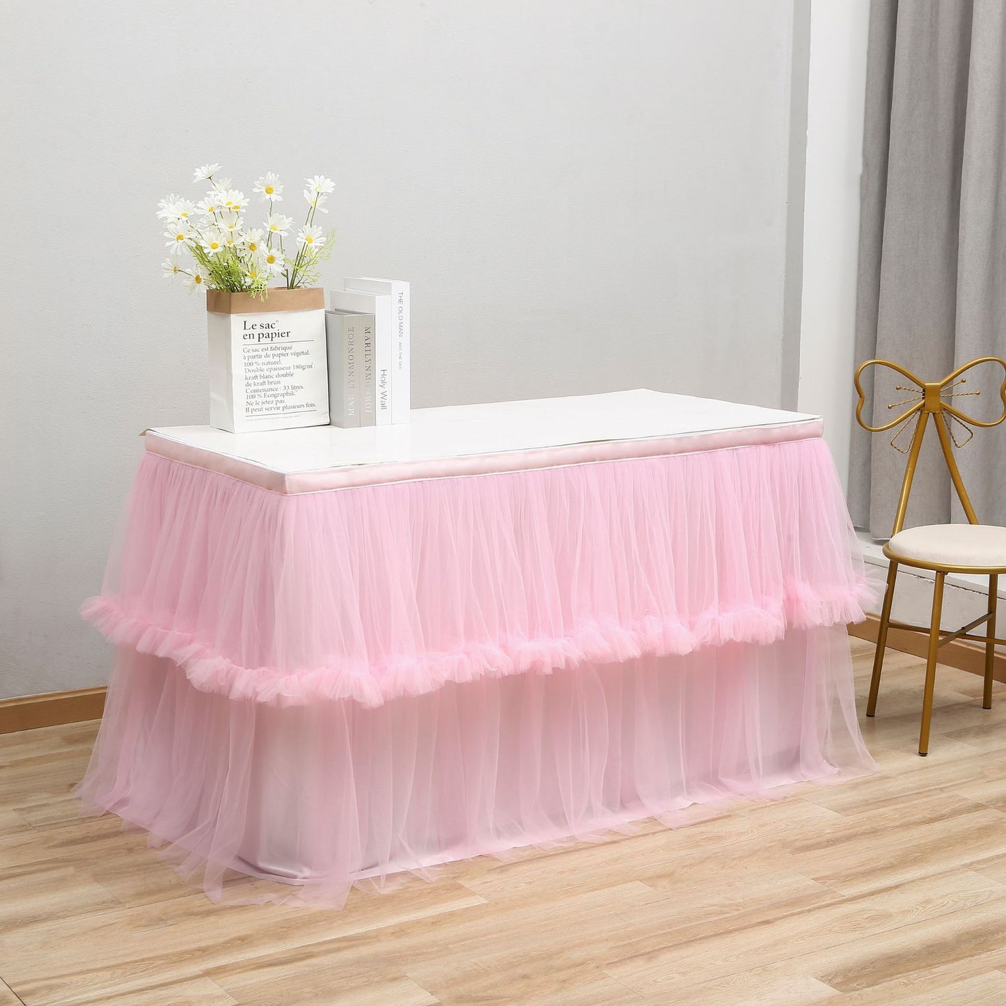 Bulk 1pc Tulle Table Skirt Tutu Table Skirts Princess Girl's Birthday Party Wedding Baby Shower Cake Dessert Table Decoration Wholesale