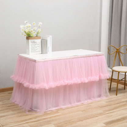 Bulk 1pc Tulle Table Skirt Tutu Table Skirts Princess Girl's Birthday Party Wedding Baby Shower Cake Dessert Table Decoration Wholesale
