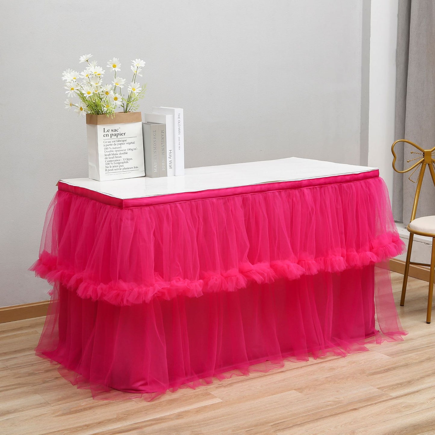 Bulk 1pc Tulle Table Skirt Tutu Table Skirts Princess Girl's Birthday Party Wedding Baby Shower Cake Dessert Table Decoration Wholesale