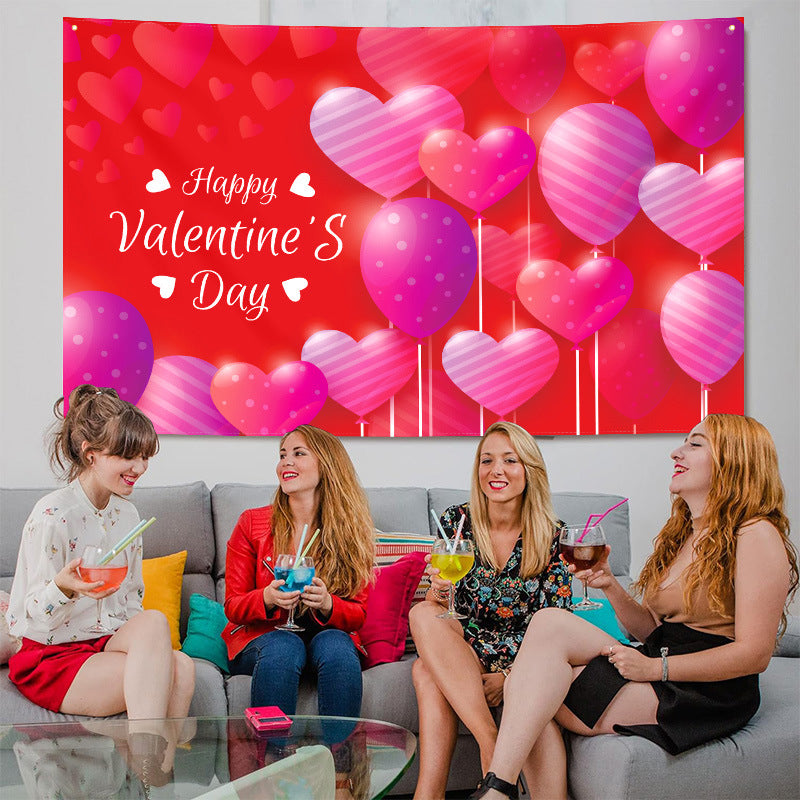 Bulk 1pc Valentine's Day Backdrop Cloth for Wedding Bridal Shower Birthday Party Decorations Photography Background Banner for Photoshoots Wholesale