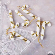 6 Pcs 2.7 Inch Small Artificial Walking Stick Ornaments with Rope Pendant