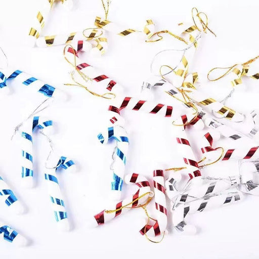 6 Pcs 2.7 Inch Small Artificial Walking Stick Ornaments with Rope Pendant