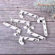 6 Pcs 2.7 Inch Small Artificial Walking Stick Ornaments with Rope Pendant