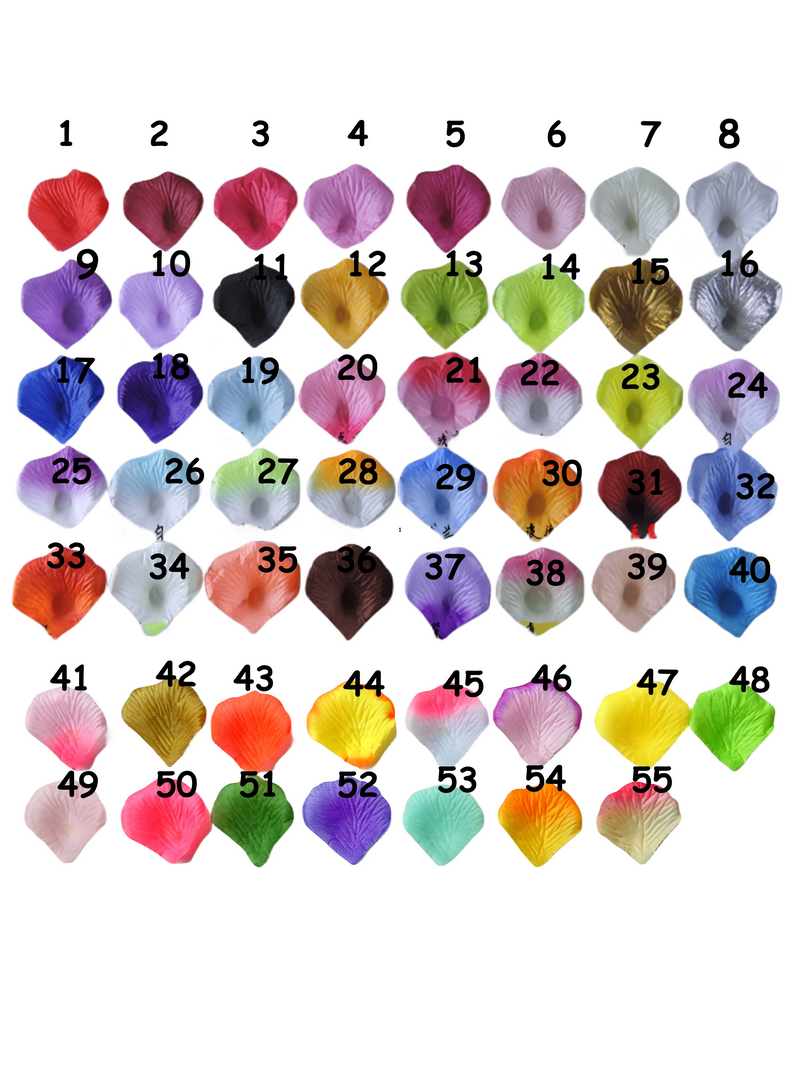 2000 Pcs Silk Rose Flower Petals Bulk Assorted 55 Colors for Wedding Party Decor