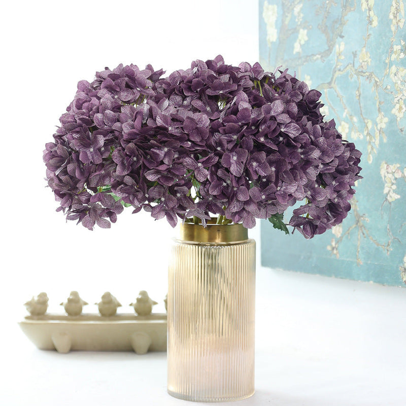 2025 Artificial Hydrangea Stems 10 Pcs Shiny Silk Flowers for Wedding Party Decorations