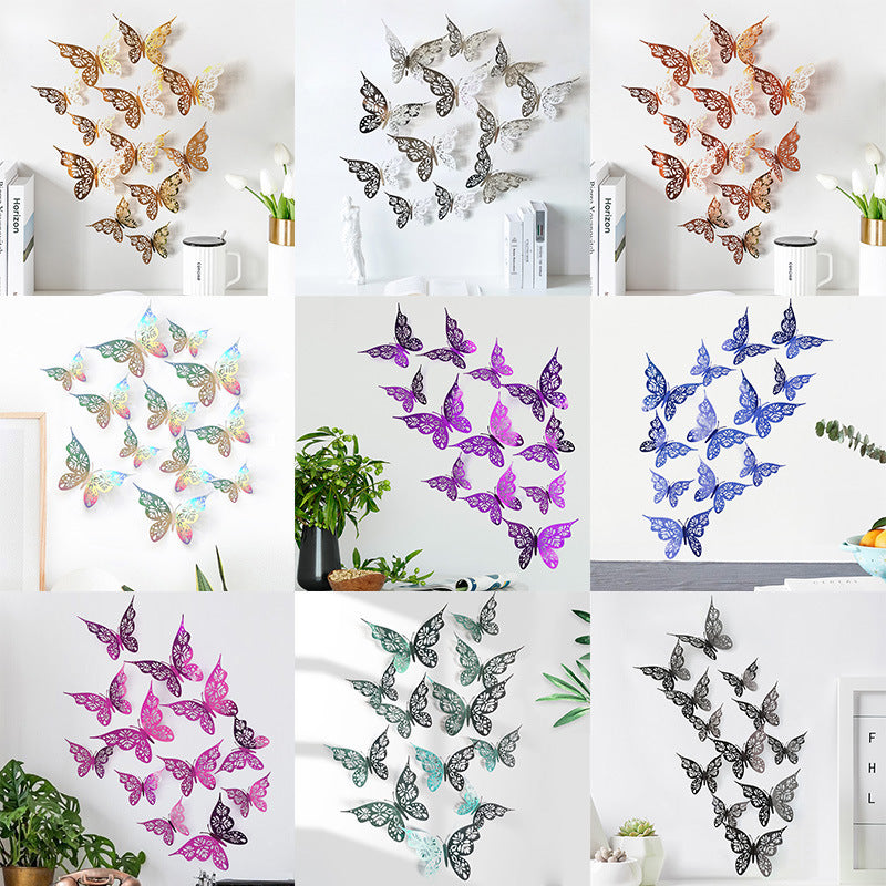 Bulk 24PCS 3D Butterfly Wall Decals DIY Mural Stickers Birthday Wedding Party Cake Decorations Wholesale