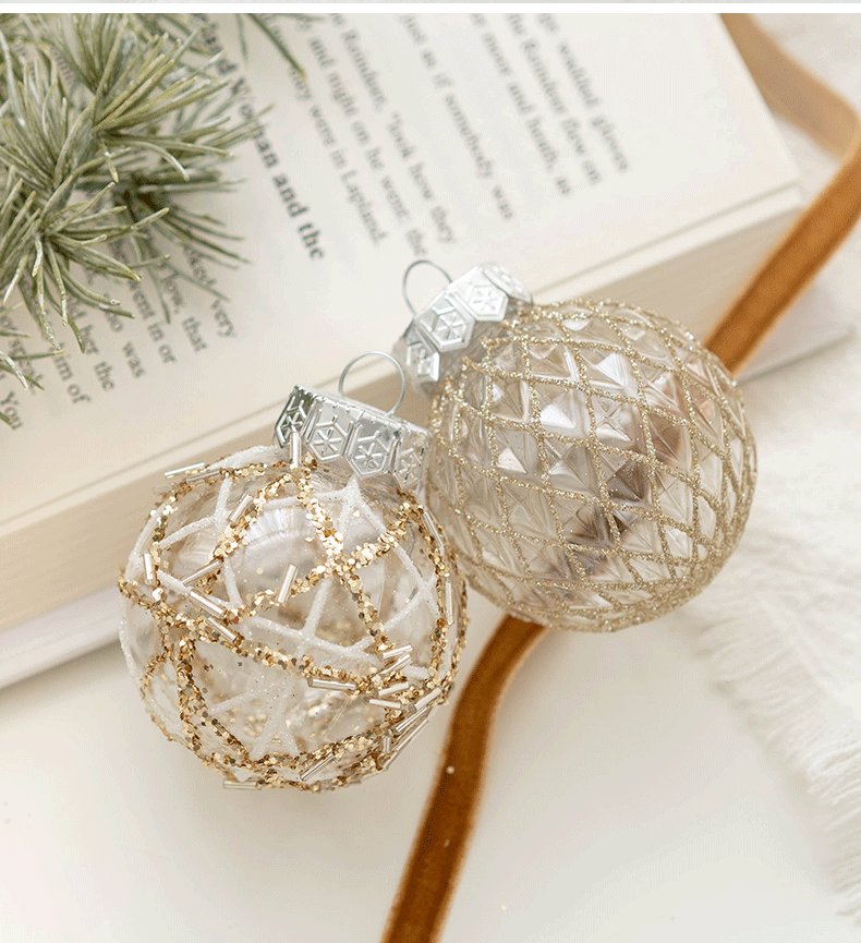 25 Pcs Gold Glitter Christmas Ball Ornaments Hanging Decorations Bulk Set