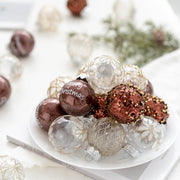 25 Pcs Gold Glitter Christmas Ball Ornaments Hanging Decorations Bulk Set