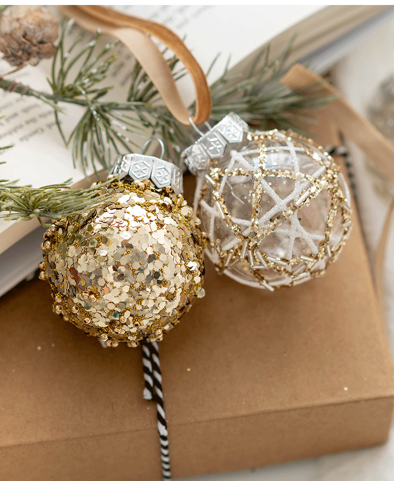 25 Pcs Gold Glitter Christmas Ball Ornaments Hanging Decorations Bulk Set