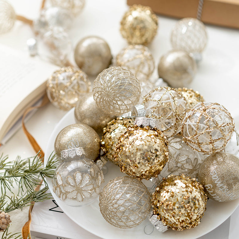 25 Pcs Gold Glitter Christmas Ball Ornaments Hanging Decorations Bulk Set