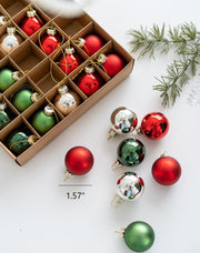 25 Pcs Glitter Glass Christmas Ball Ornaments Hanging Decorations Bulk Set