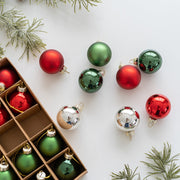 25 Pcs Glitter Glass Christmas Ball Ornaments Hanging Decorations Bulk Set