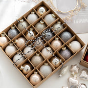 25 Pcs Glitter Glass Christmas Ball Ornaments Hanging Decorations Bulk Set