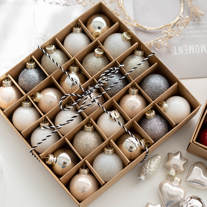 25 Pcs Glitter Glass Christmas Ball Ornaments Hanging Decorations Bulk Set