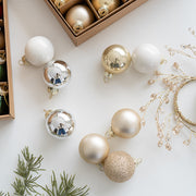 25 Pcs Glitter Glass Christmas Ball Ornaments Hanging Decorations Bulk Set