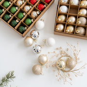 25 Pcs Glitter Glass Christmas Ball Ornaments Hanging Decorations Bulk Set