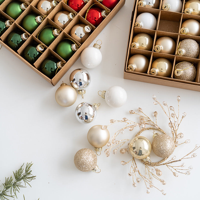 25 Pcs Glitter Glass Christmas Ball Ornaments Hanging Decorations Bulk Set