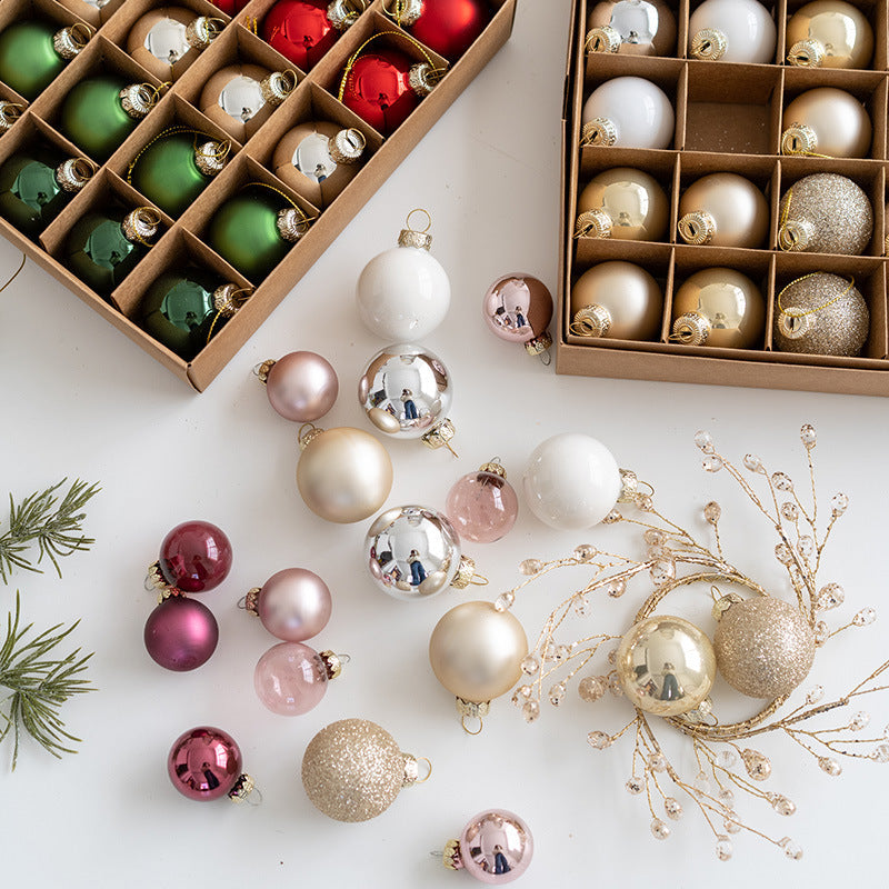 25 Pcs Glitter Glass Christmas Ball Ornaments Hanging Decorations Bulk Set