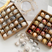 25 Pcs Glitter Glass Christmas Ball Ornaments Hanging Decorations Bulk Set