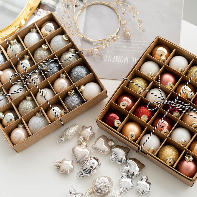 25 Pcs Glitter Glass Christmas Ball Ornaments Hanging Decorations Bulk Set