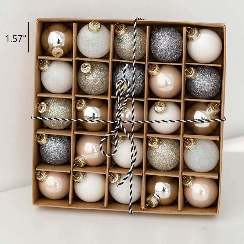25 Pcs Glitter Glass Christmas Ball Ornaments Hanging Decorations Bulk Set