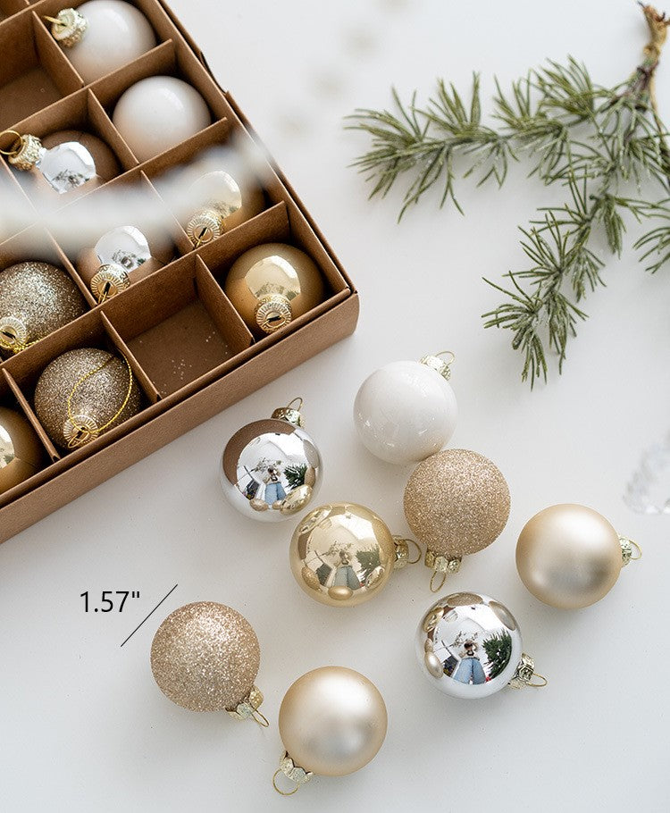 25 Pcs Glitter Glass Christmas Ball Ornaments Hanging Decorations Bulk Set