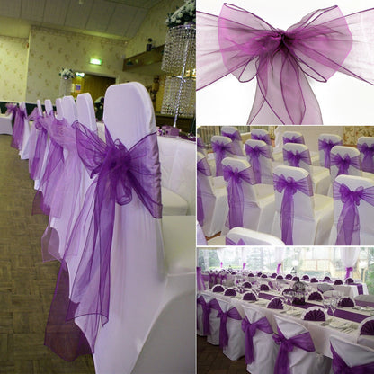 Bulk 25 PCS Organza Chair Sashes for Wedding Banquet Birthday Engagement Ceremony Party Hotel Decor Wholesale