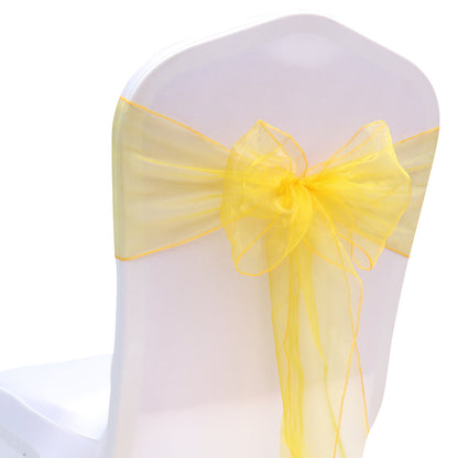 Bulk 25 PCS Organza Chair Sashes for Wedding Banquet Birthday Engagement Ceremony Party Hotel Decor Wholesale