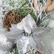 29 Inch Pine Needle Christmas Wreath with Antler Rattan Ball Ornament for Front Door, Artificial Holiday Decor