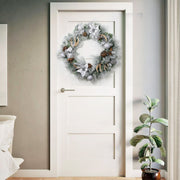 29 Inch Pine Needle Christmas Wreath with Antler Rattan Ball Ornament for Front Door, Artificial Holiday Decor