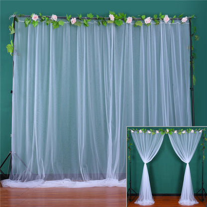 Bulk 2 PCS Tulle Sheer Backdrop Curtain Background Drapes for Wedding Arch Baby Shower Birthday Party Decoration Wholesale